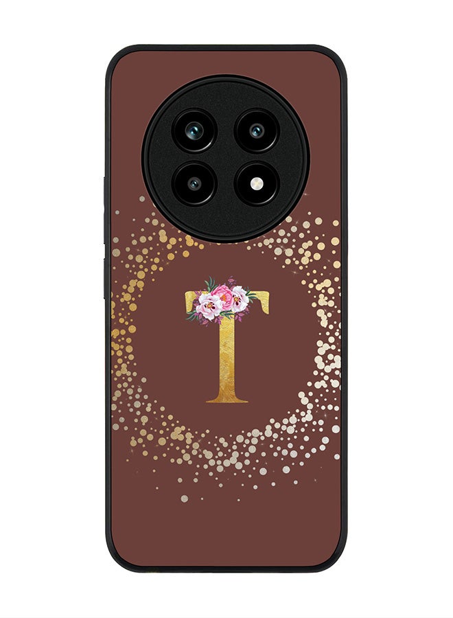 For Realme 13 Pro / 13 Pro+ Case,Slim fit Camera Protection, Shockproof Thin Phone cover  - Custom Monogram Floral - T  (Brown )